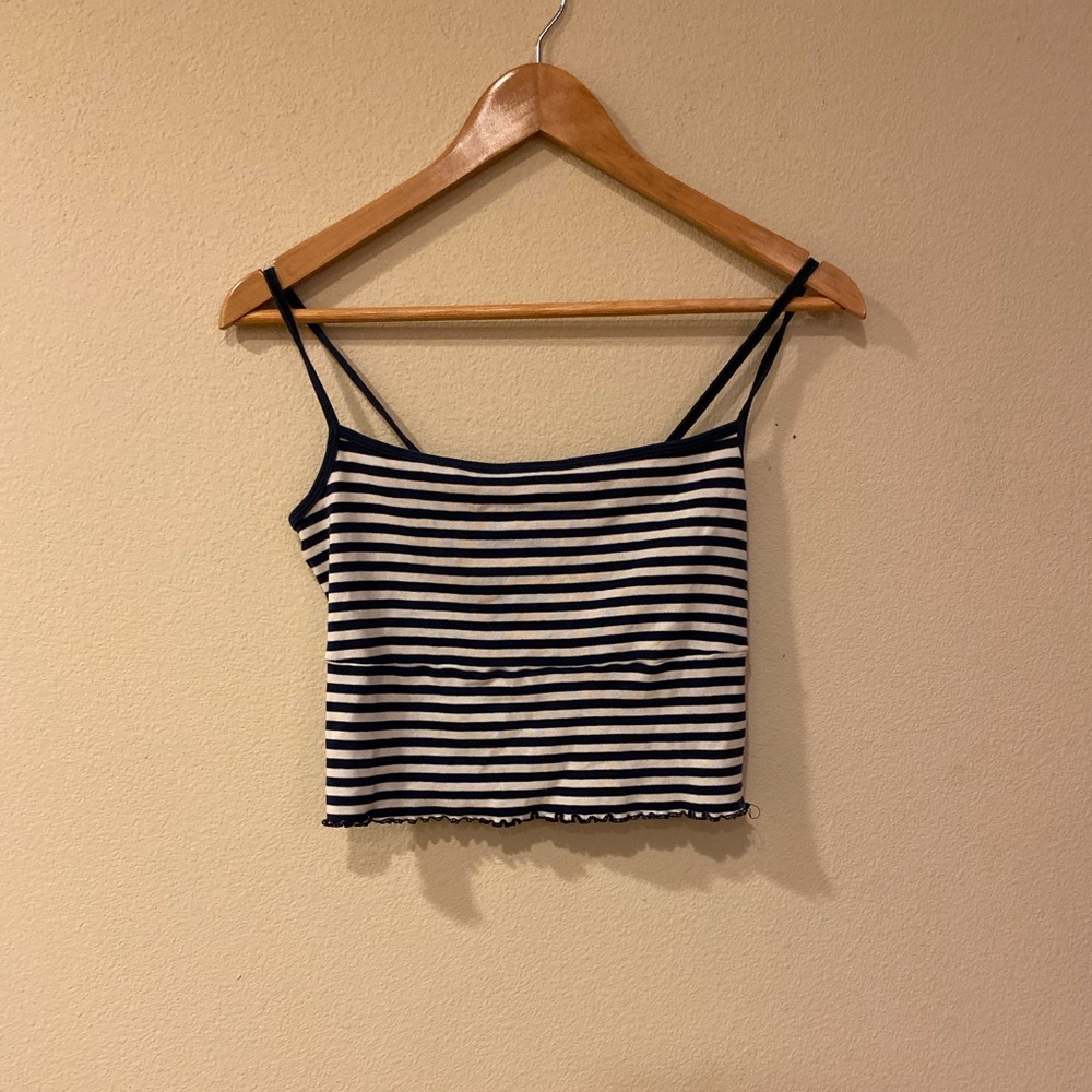 John Galt Blue and White Crop Top